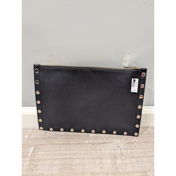 NEW White House Black Market Clutch Purse Handbag Black w Floral pattern Top Zip - Picture 2 of 16